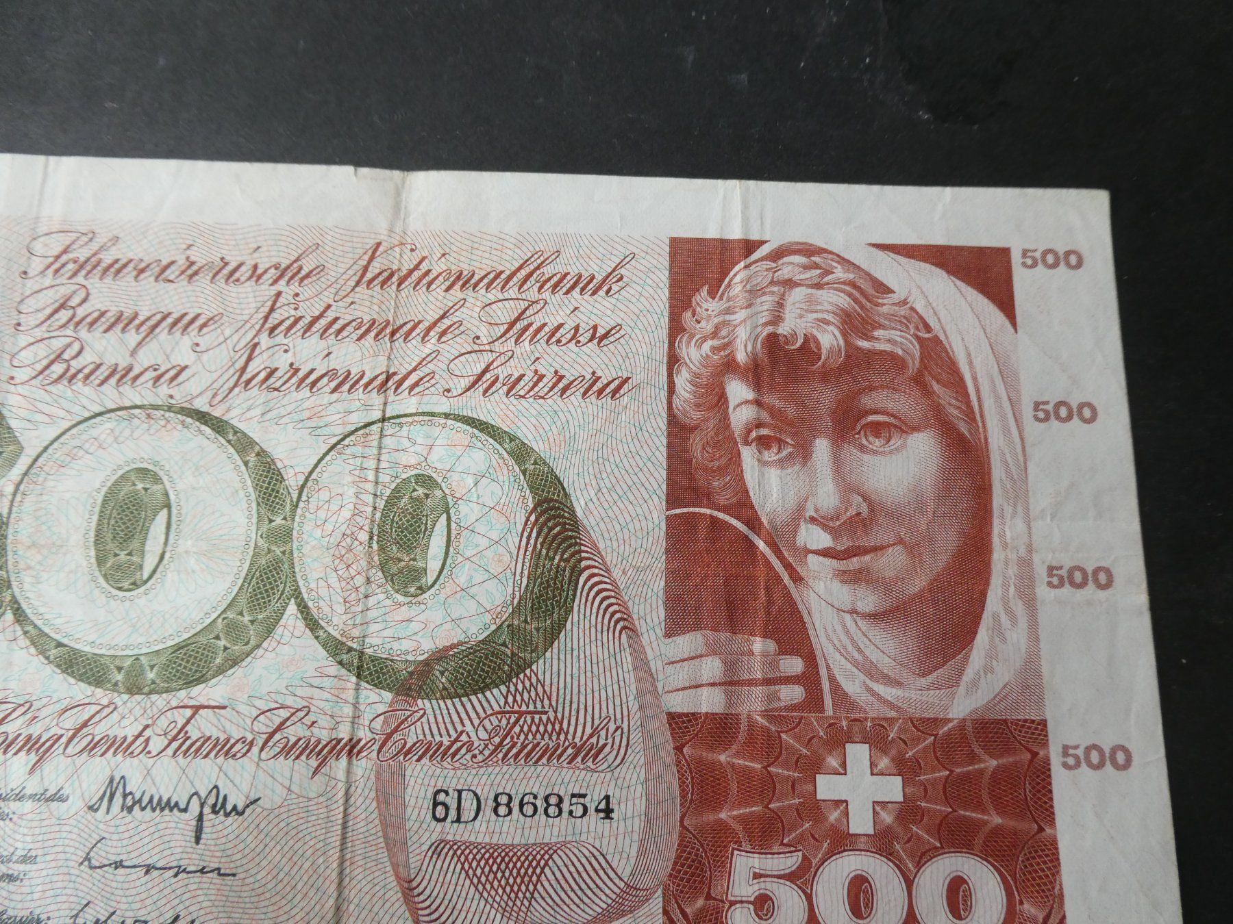 Banconote: Schweiz 1970, 500 Franken – Usato da Hinterforst venduto da Rohusri 3
