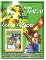 Block Tennis. Roger Federer, Rafael Nadal. Guinea.