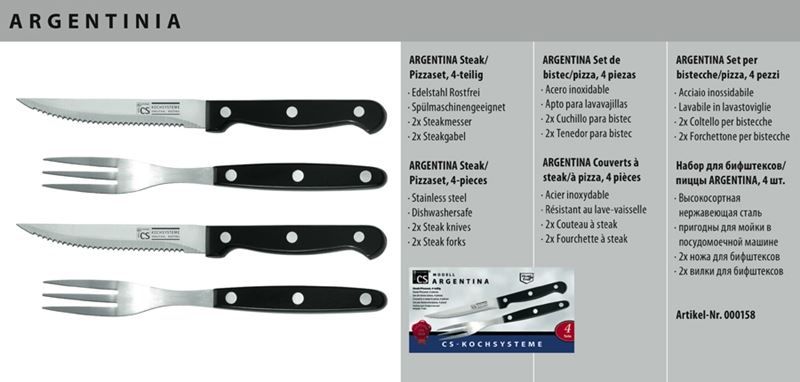 Set di posate: Messer ARGENTINA Steak- /Pizzaset 4-tlg – Nuovo e nell'imballaggio originale da Wettingen venduto da kochshop 2