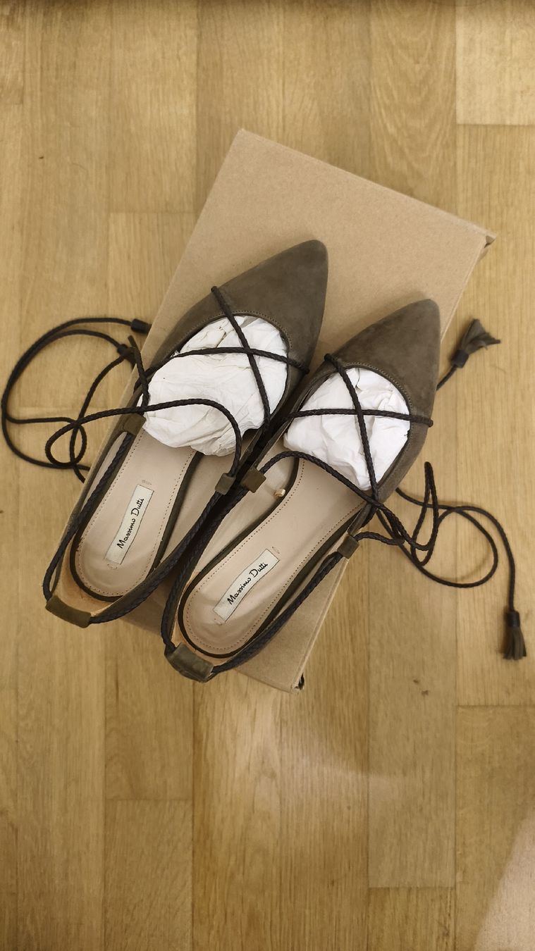 Massimo Dutti Scarpe da donna: Massimo Dutti Olive Suede Pointed Ballet Flats - 37 – Usato da Erlenbach ZH venduto da rem_p5dd 4