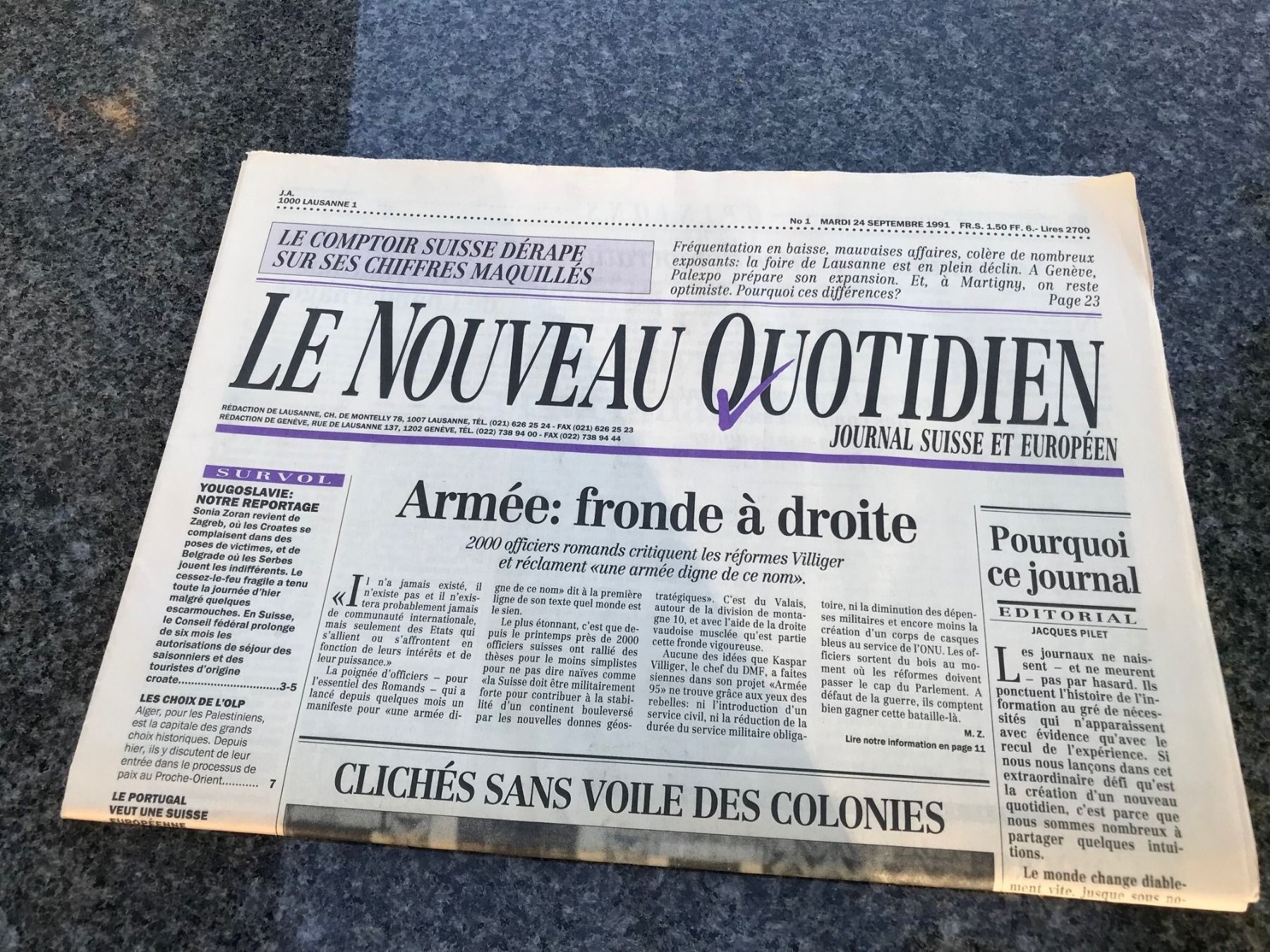 Bücher: Le Nouveau Quotidien No 1 – Neu (gemäss Beschreibung) aus Orbe von Watchivore