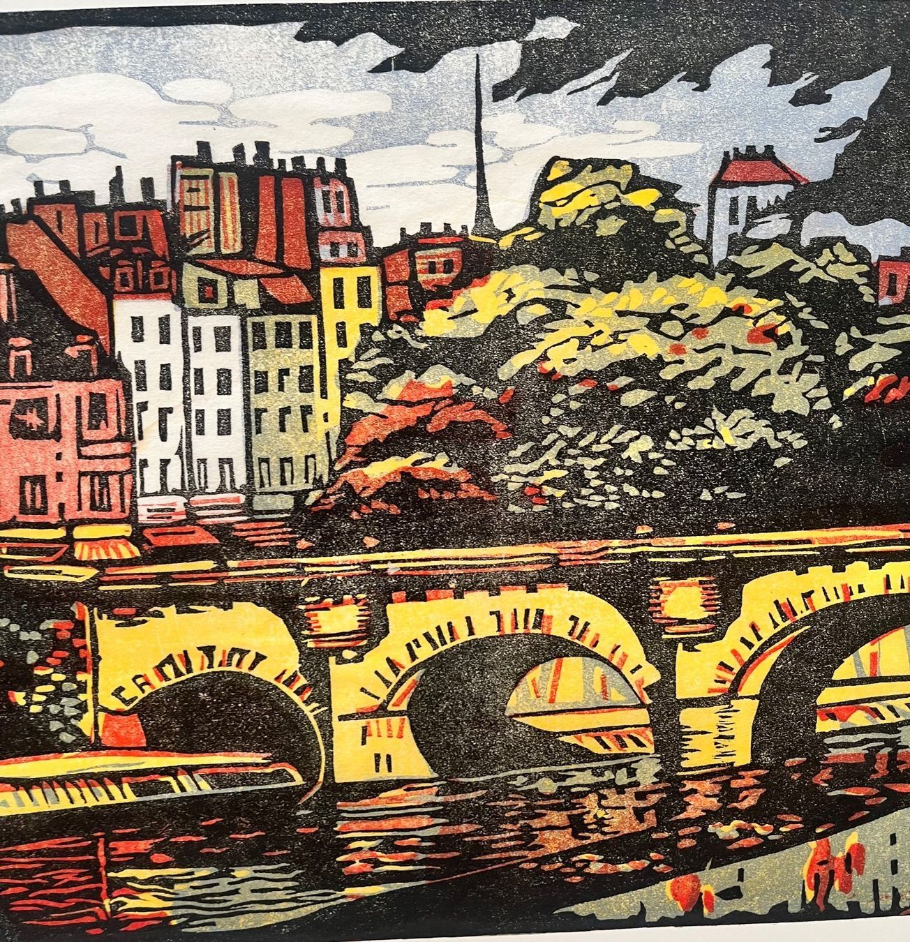Xilografie: KÜNSTLER  ?  HOLZ ODER LINOLSCHNITT – Usato da Gersau venduto da grafik-kunst 4