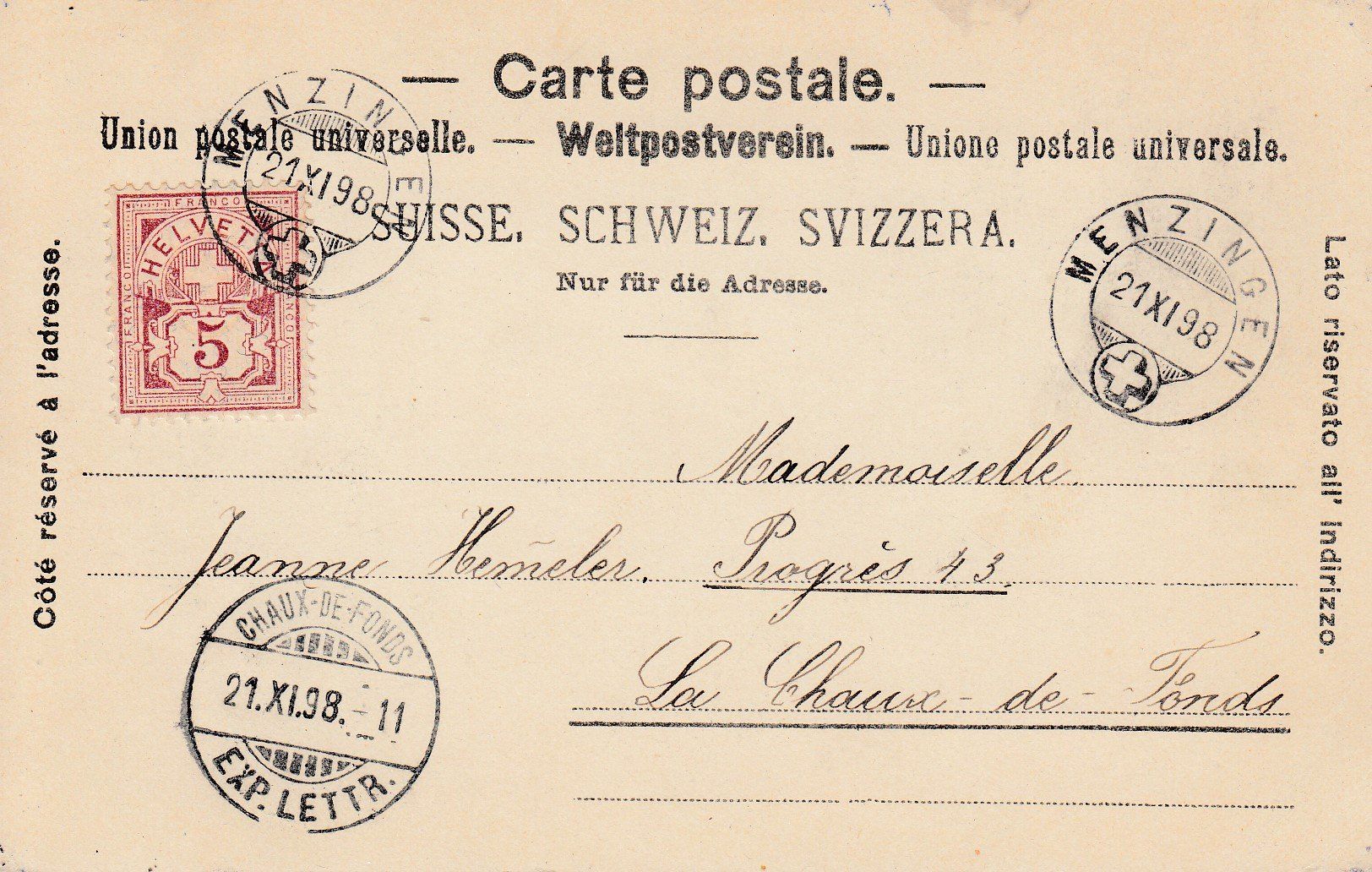Cartoline postali: Menzingen  ZG        um 1898 – Usato da Brig venduto da Valcards54 1