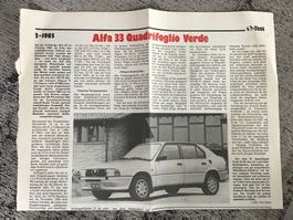 Alfa Romeo 33 Quadrifoglio Verde AR-Testbericht 2/1985