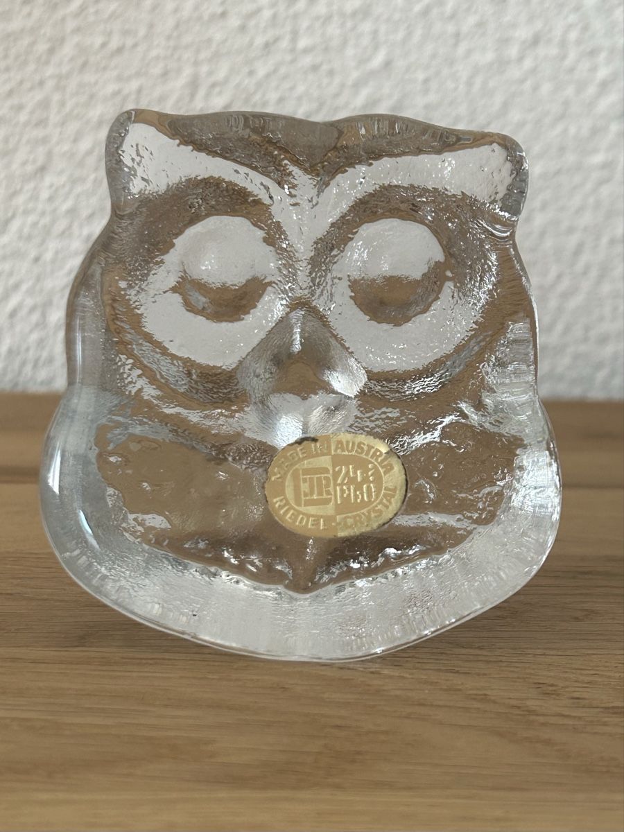 Statuette: Riedel Kristall Eule Glasfigur Briefbeschwerer – Usato da Wettingen venduto da Mmccl