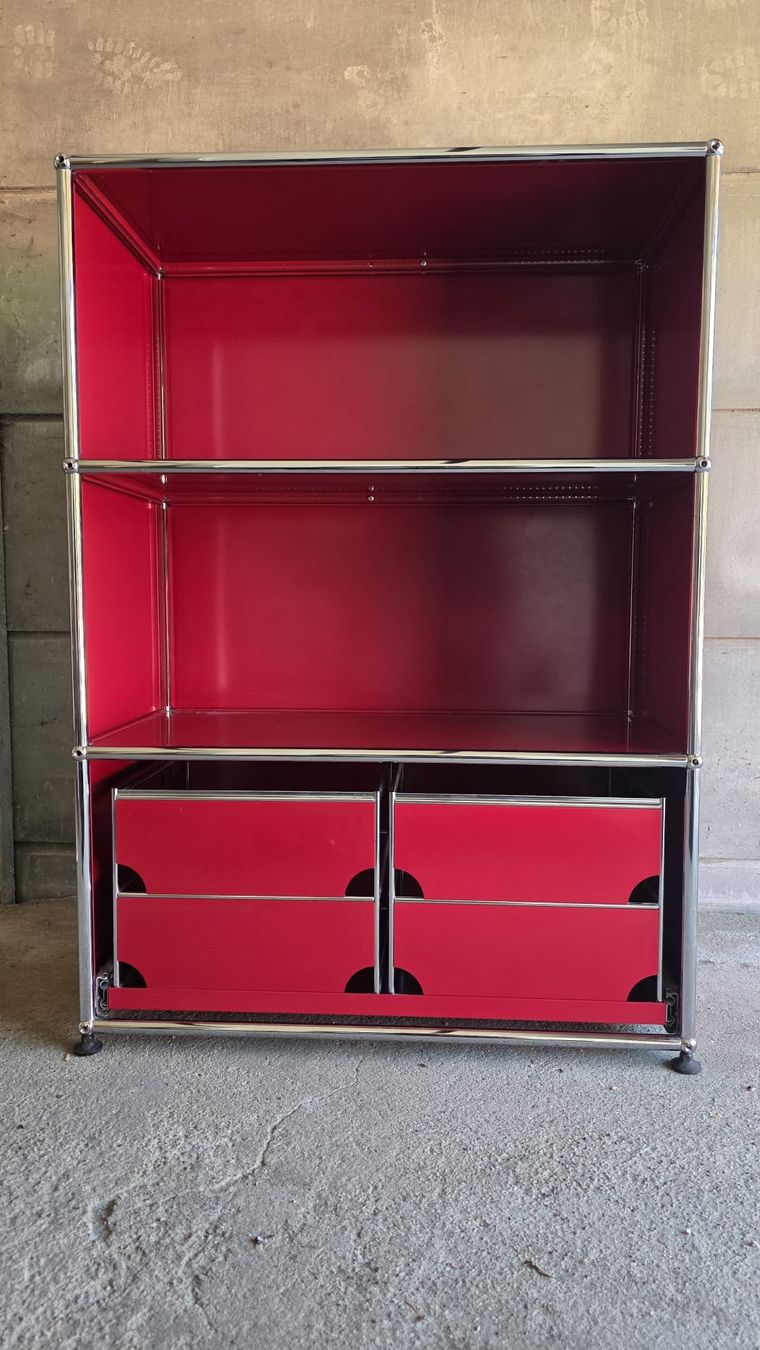 USM Scaffali: USM Haller - Meuble de rangement rouge bordeaux – Usato da Le Locle venduto da marylise01