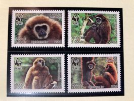 WWF Laos 2008 Satz Weisshandgibbon postfrisch