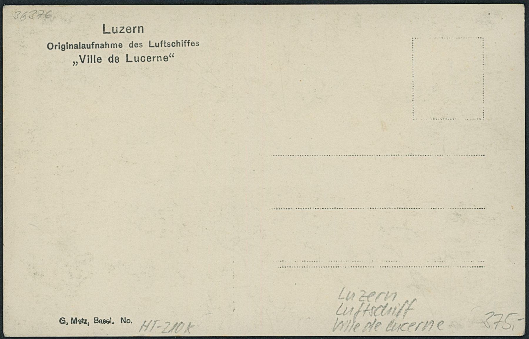 Cartoline postali: LUS Luzern - Luftschiff - Ville de Lucerne – Usato da Schindellegi venduto da leecollect 1