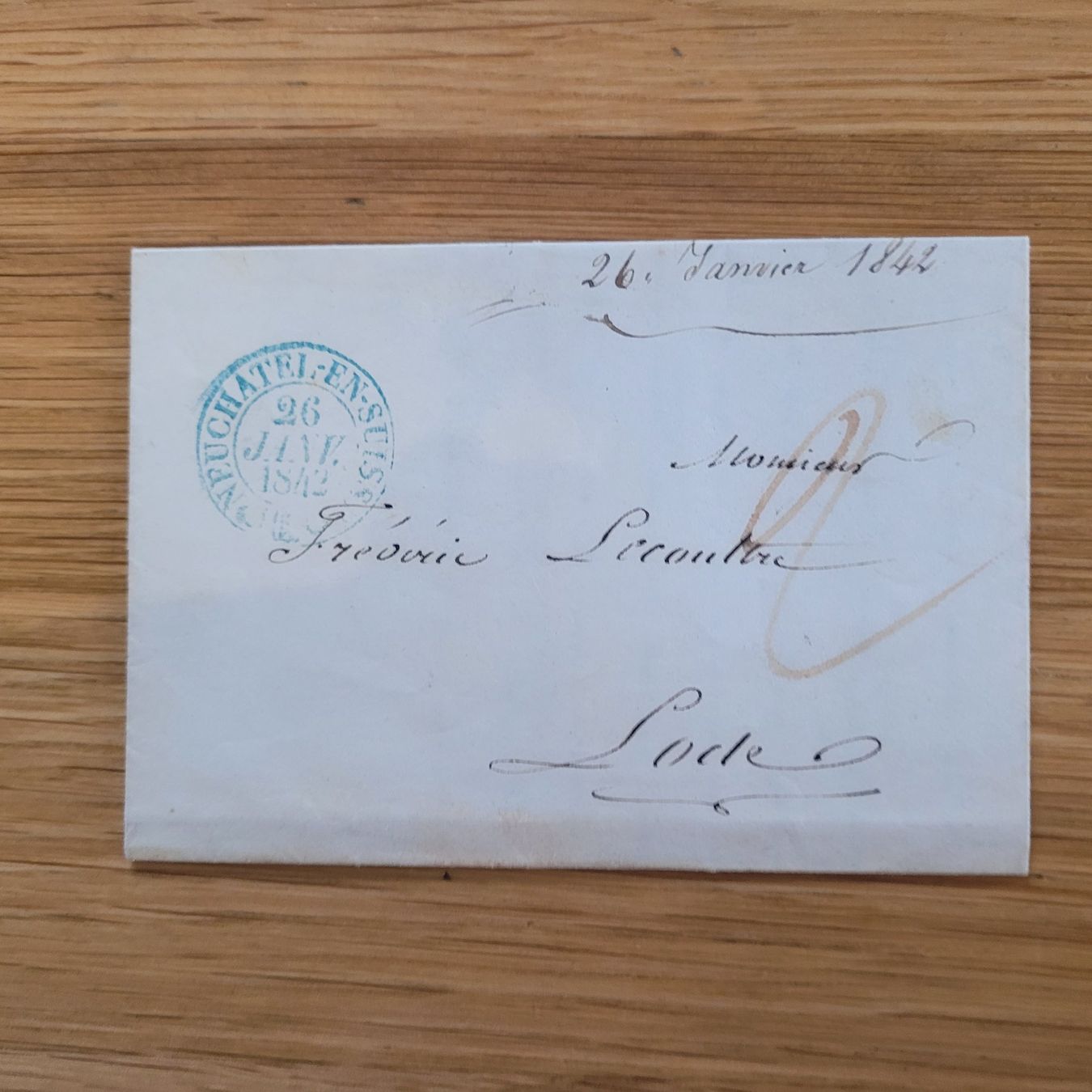 Alle Briefmarken: Document Préphilatélique Neuchâtel 1842 Locle – Gebraucht aus Biel/Bienne von Destockweb