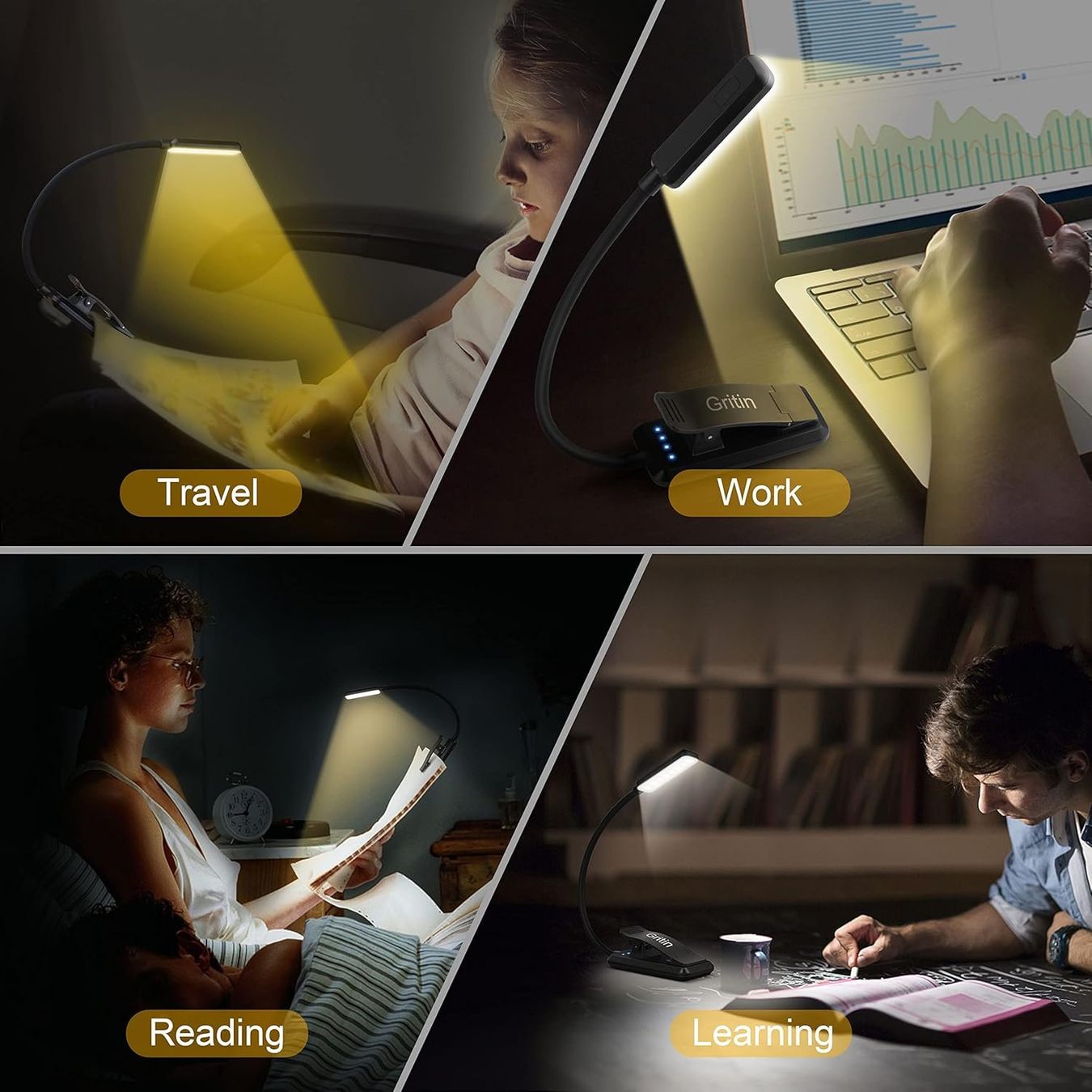 Lampade: LED Leselampe Buchklemme 3 Farbmodi Flexibel Akku Lampe – Nuovo e nell'imballaggio originale da Hundwil venduto da Mr.Wong 3