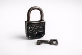 REX antikes Vorhängeschloss Metall mit Schlüssel