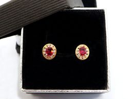 Rubin Ohrringe mit Diamanten aus 750er Gold
