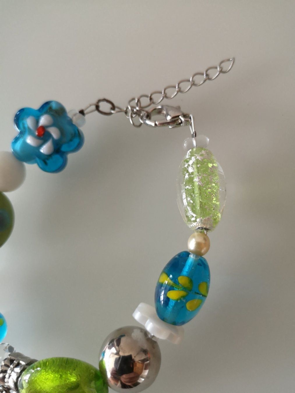 Bracciali & Braccialetti: Schönes Armband Glas türkis rosa – Nuovo (secondo la descrizione) da Ennetbaden venduto da Rosen1 3