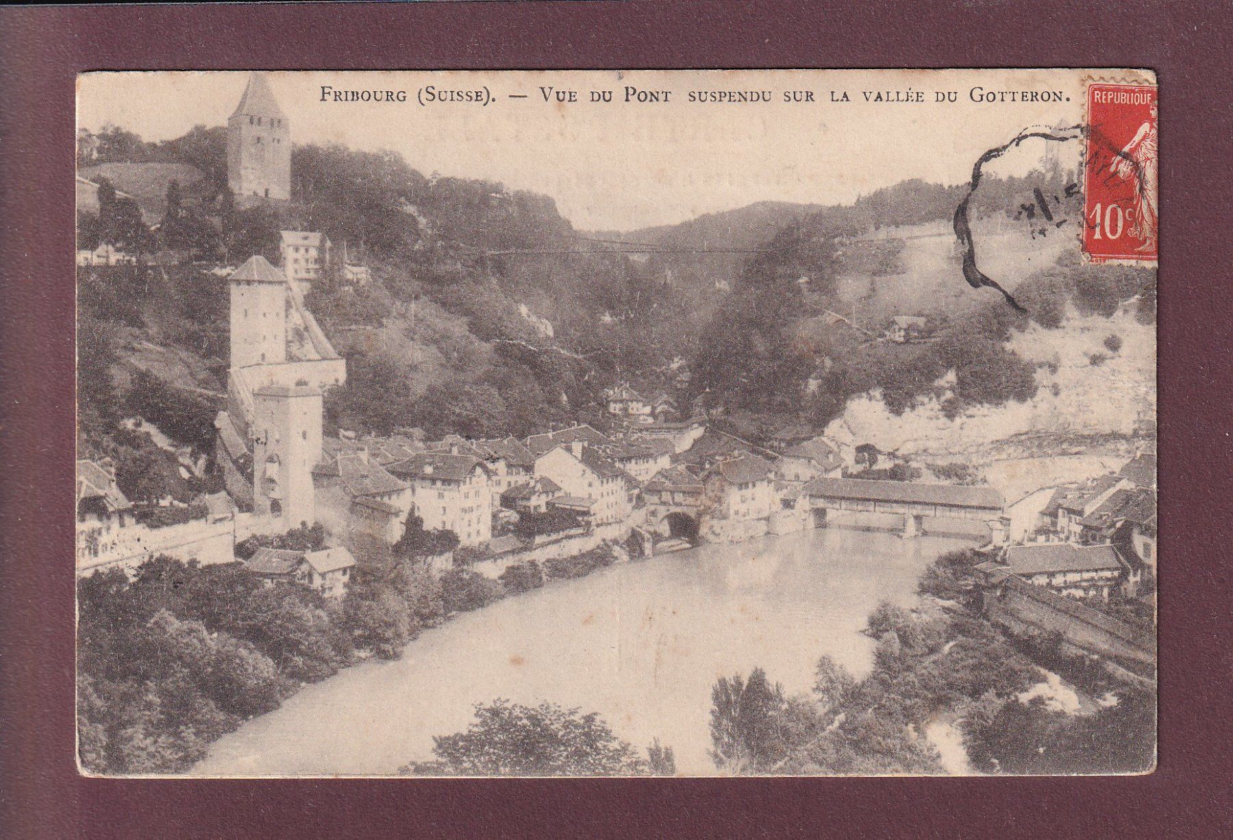 Cartoline postali: FRIBOURG - Vallée du Gotteron - 1912 – Usato da Pully venduto da nicecards