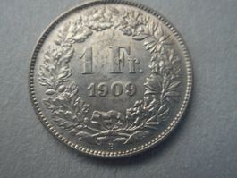1 Fr. 1909 silber  unz/stgl  Sammlerstück