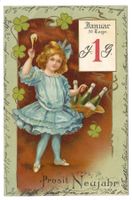 Prosit Neujahr - Jahreswechsel - Ballerina - Litho - um 1900