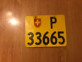 Nummernschild PTT Post Mofa ausrangiert P 33665