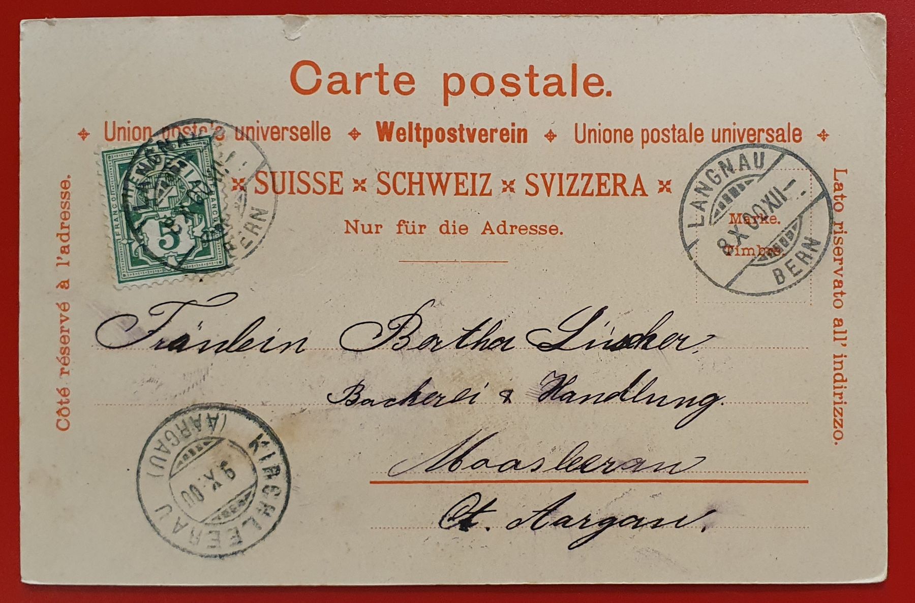 Cartoline postali: Gruss aus Langnau 1900 – Usato da Kreuzlingen venduto da Rschweiz1 1