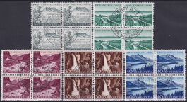 1954, B66-B70: Viererblöcke ZERMATT (Kurort-Stempel), 160.-+
