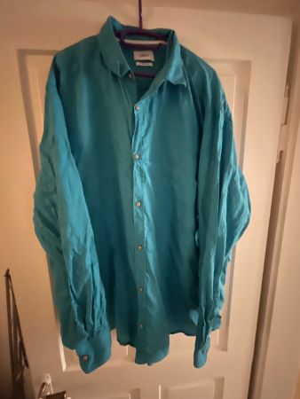 Hemd s.Oliver 100% Leinen blau Grösse 4XL