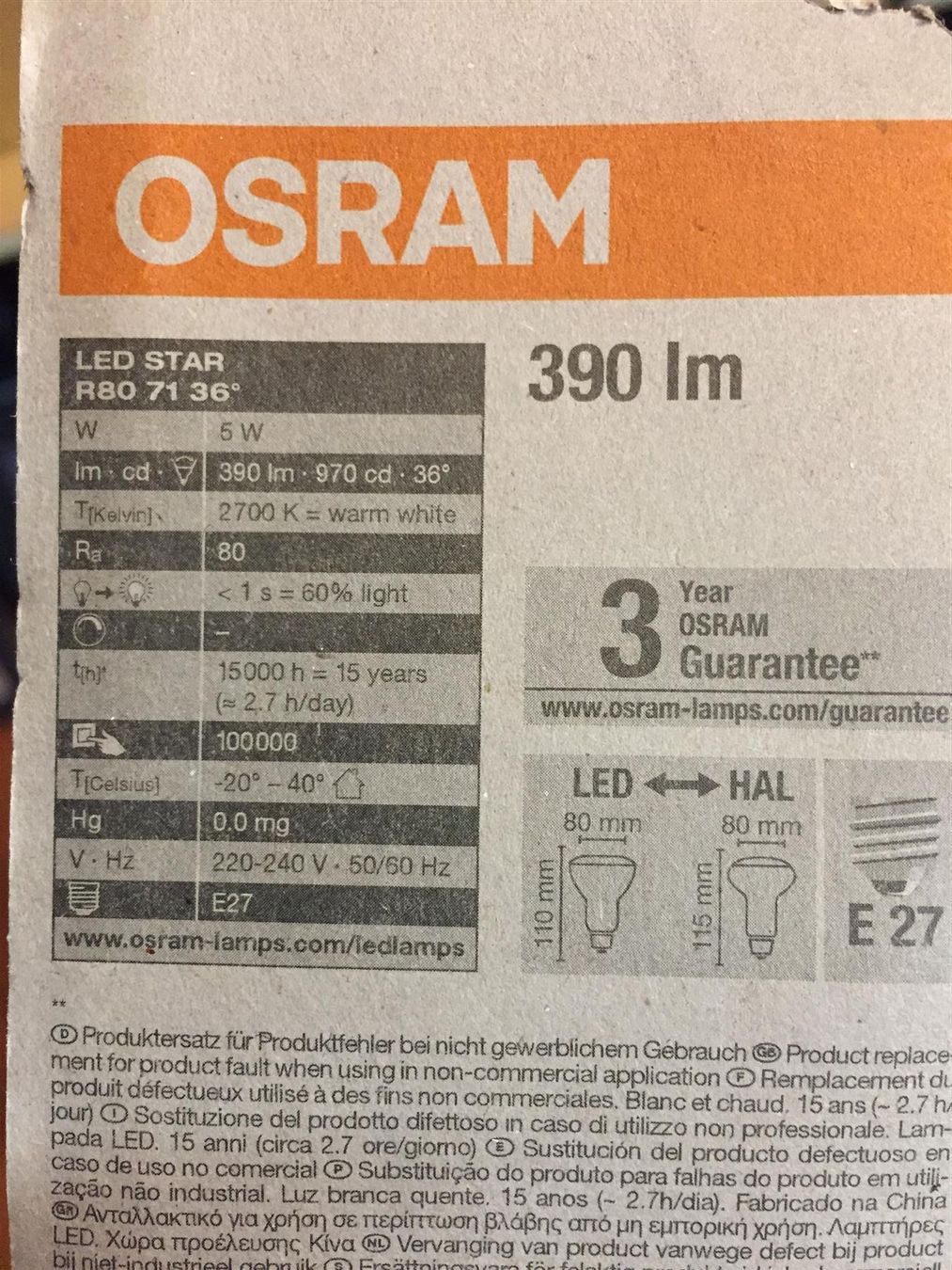 Lampadine & Illuminazione: LED Osram E27,R80,E27-368 – Nuovo e nell'imballaggio originale da Recherswil venduto da paulchen09 4