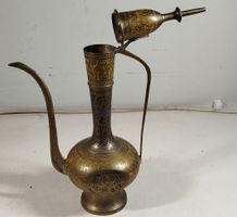 Vintage Messing Kanne mit Deckel - Orientalischer Stil(em11)