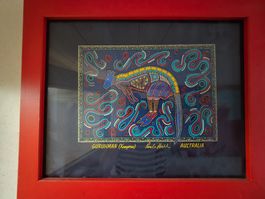 Punktmalerei Bild Guruhman Känguru  gerahmt Grösse 59/49cm