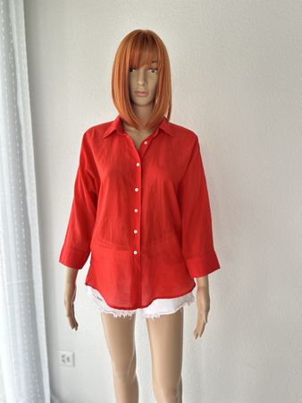 Lauren Ralph Lauren Silk Cotton Blend Blouse Size 10 Red