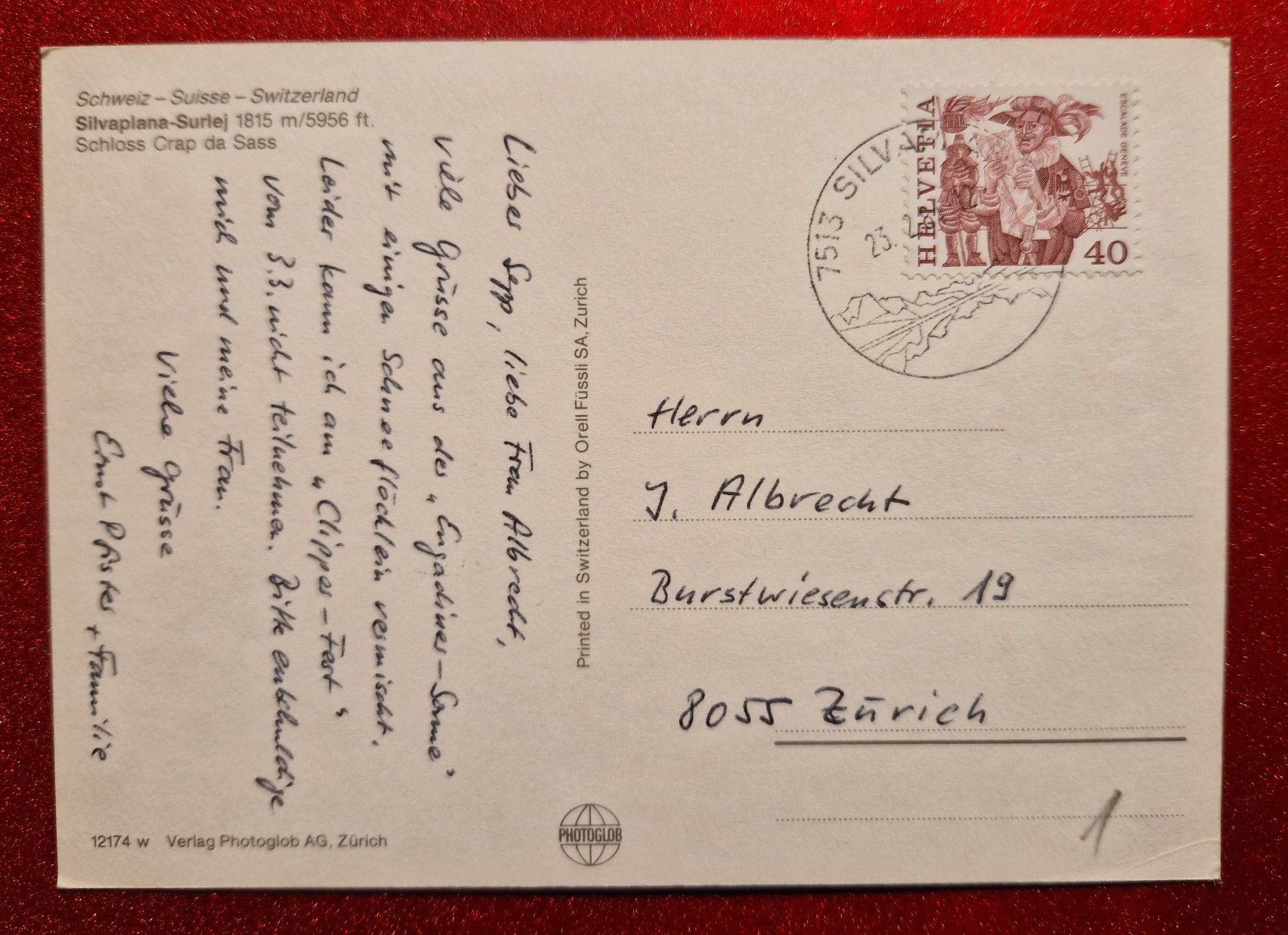 Cartoline postali: Silvaplana-Surlej 1984 – Usato da Melchnau venduto da Arthurius 1