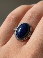 Top-Qualität Lapislazuli Natursteinring verstellbar