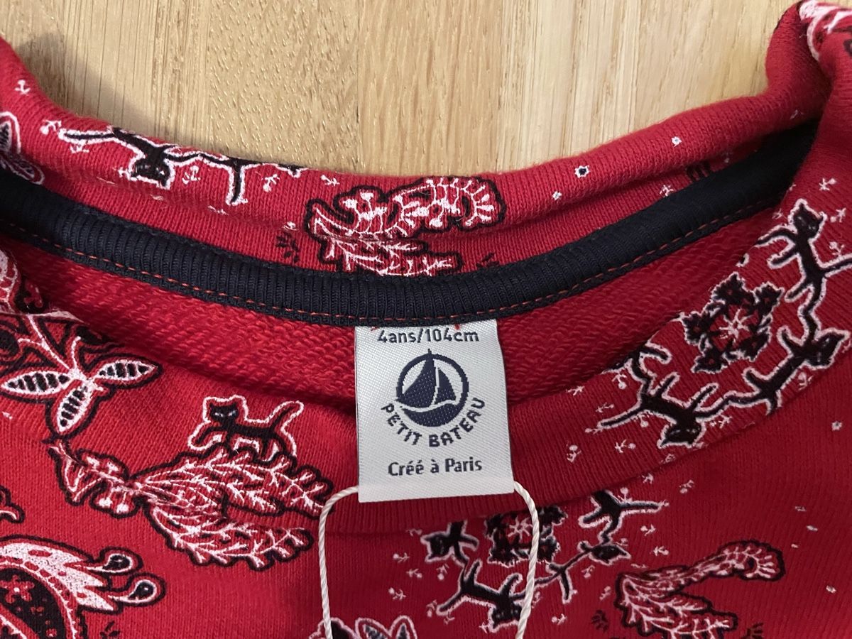 Petit Bateau Maglioni & Felpe: Petit Bateau pullover red pattern size 104 new – Nuovo e nell'imballaggio originale da Zürich venduto da Martuski 1