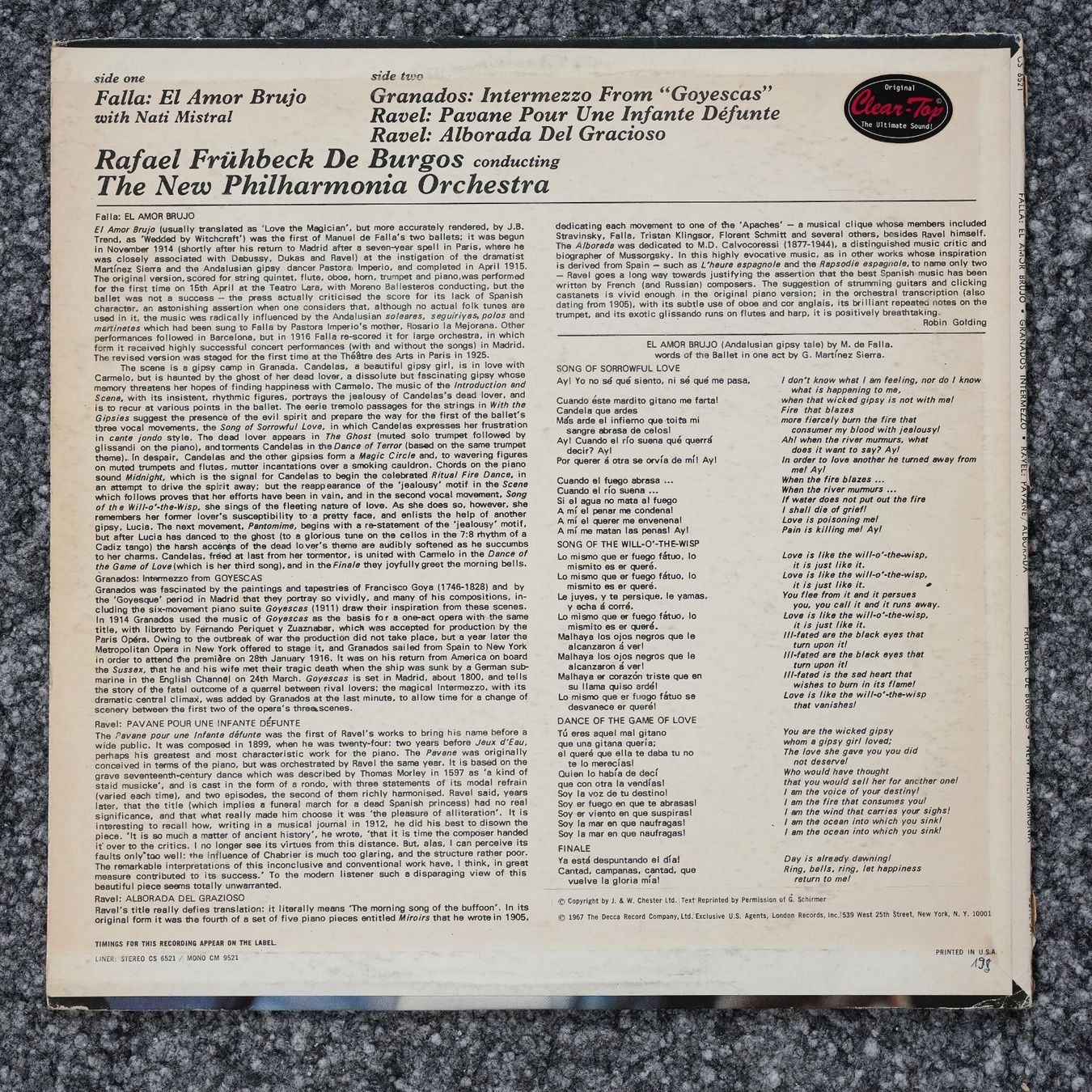 Schallplatten: London CS 6521 / Falla / El Amor Brujo – Gebraucht aus Brunnen von Techfreak1 1