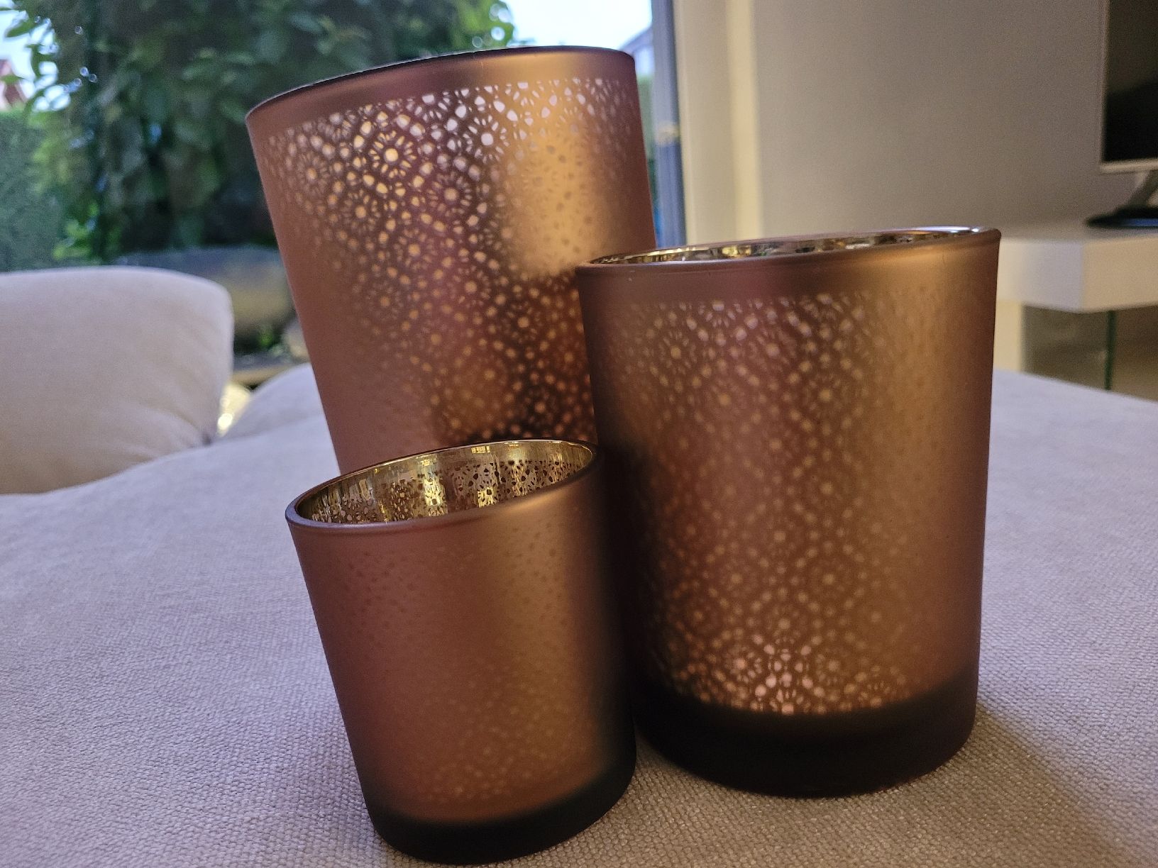 Tutte le decorazioni: 3er Set Windlichter aus Glas, Top Zustand! – Nuovo (secondo la descrizione) da Biberist venduto da hertd