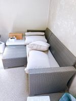 Gartenlounge / Rattan-Lounge mit L-Form & Salontisch