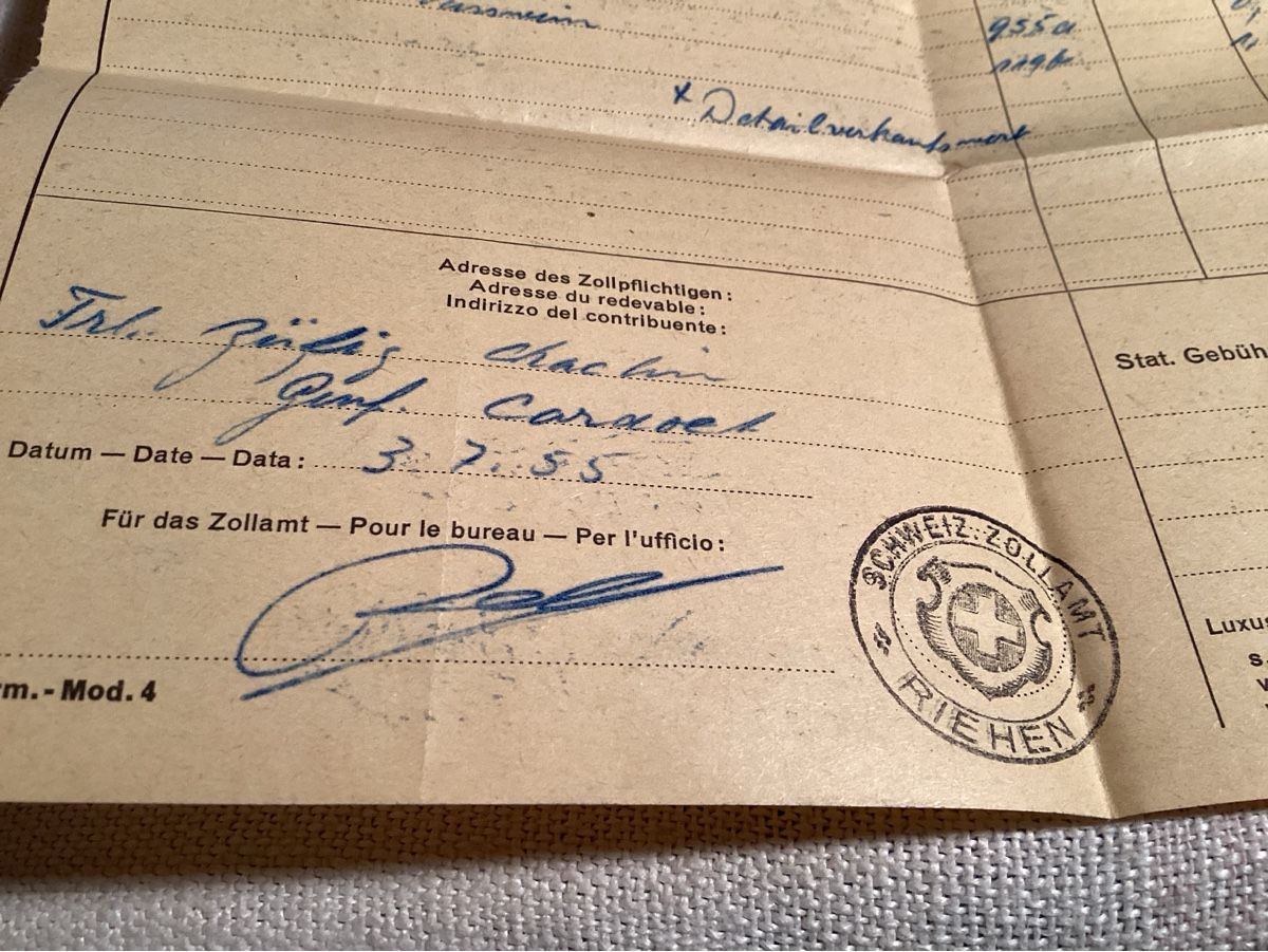 Dokumente: Douane  suisse quittance 1955 – Gebraucht aus Luc (Ayent) von Rebouille 1