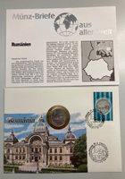 Rumänien Münzbrief mit 1 Leu Münze, Top Zustand!