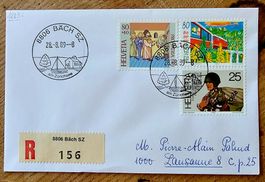 Einschreiben Brief mit Sst BÄCH SZ 28.8.89