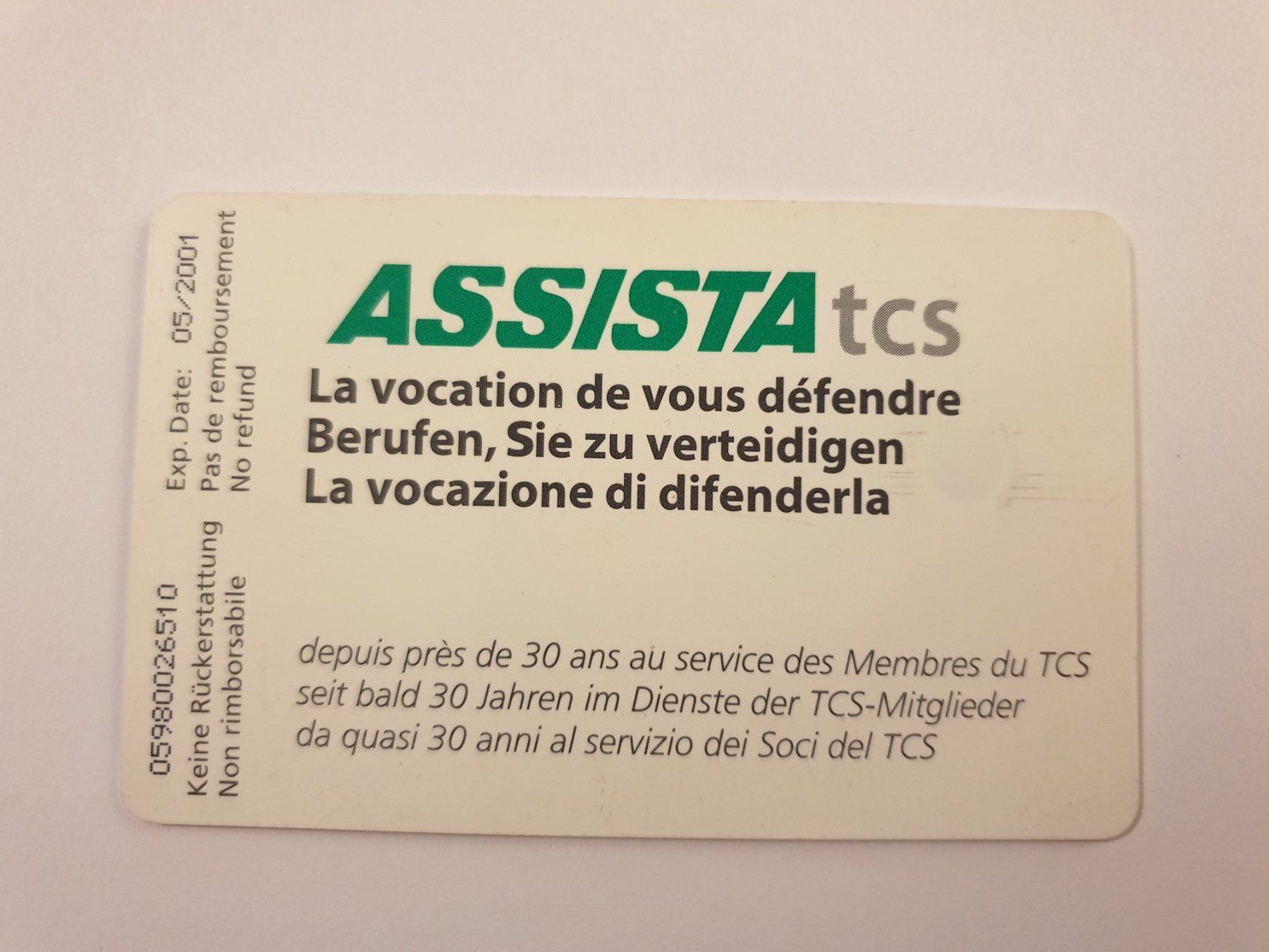 Schede telefoniche: TCS Assista – Usato da Rain venduto da chesz 1