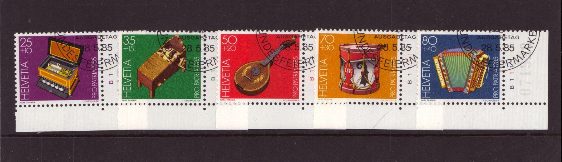 Alle Briefmarken: 1985 Serie Pro Patria Ersttagsstempel – Gebraucht aus Eggersriet von stamp303
