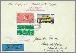 1938, FLUGBRIEF ZH-STUTTGART VIOL.-0 KEIN FLUGANSCHLUSS
