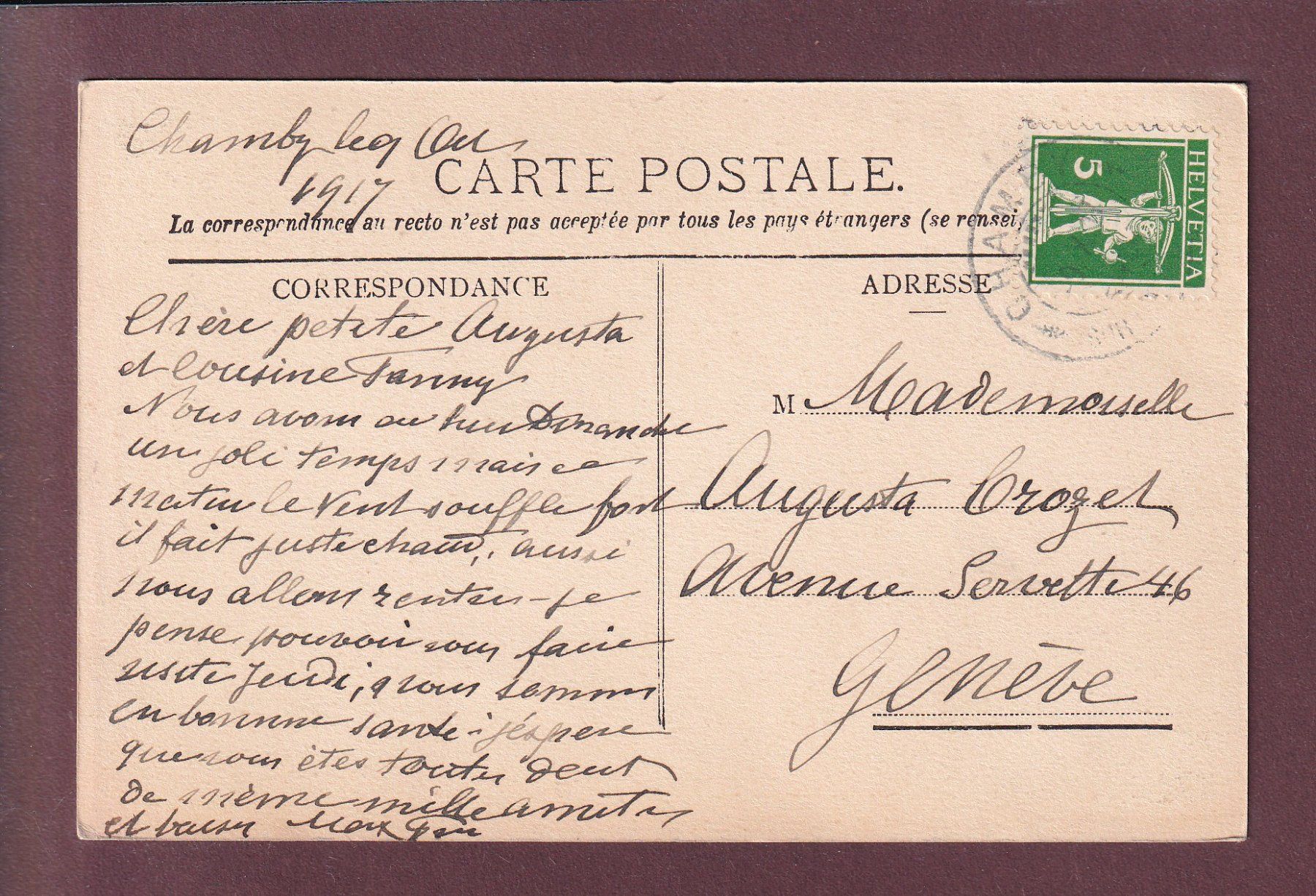 Cartoline postali: Vue sur MONTREUX - 1917 – Usato da Pully venduto da nicecards 1