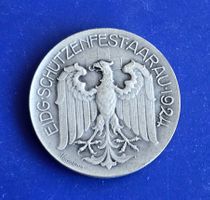 Silber Medaille 1924 eidg. Schützenfest Aarau Patina