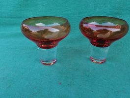 2Glas rot transparent gebraucht Vintage 1960/70