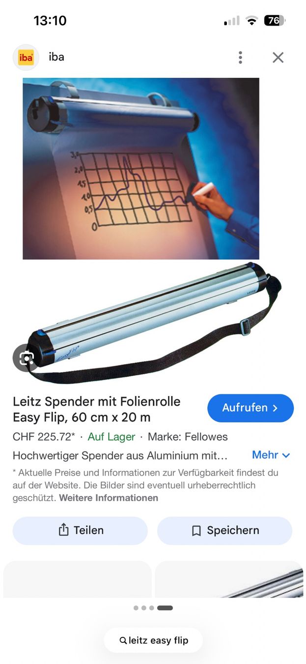 Leitz Lavagne: Flipchart portabel inkl. 2 Folienrollen – Usato da Sevelen venduto da Glueckstreffer.62 5