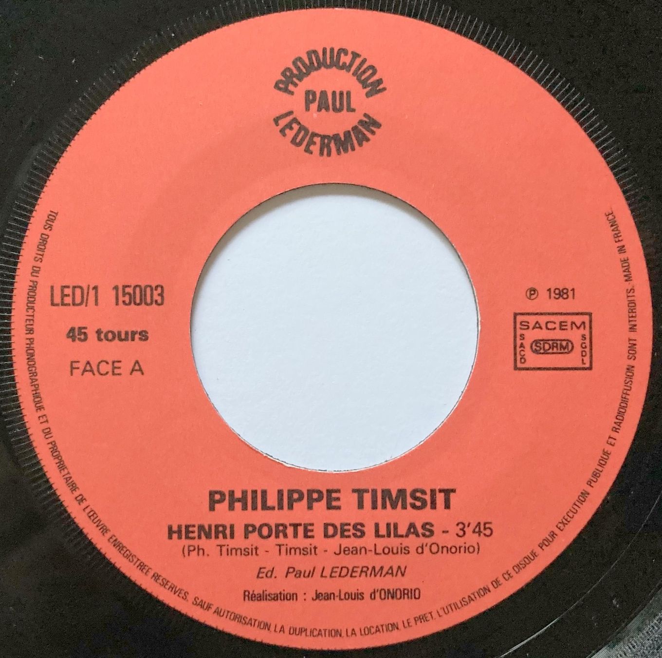 Schallplatten: PHILIPPE TIMSIT - HENRI PORTE DES LILAS – Gebraucht aus Bottens von hotter-than-hell 2