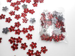 Acrylperlen Blumenform, Farbe: rot, 1,1 cm, 6 gr. Paket.