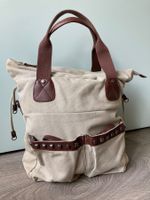 Handtasche / Stoff / Beige / Neu / H 42cm, B 36cm, T 12cm