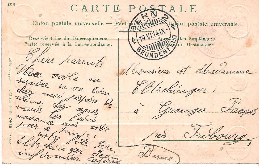 Cartoline postali: AK Bern gel. 19.6.1914 – Usato da Fribourg venduto da schnalla92 1