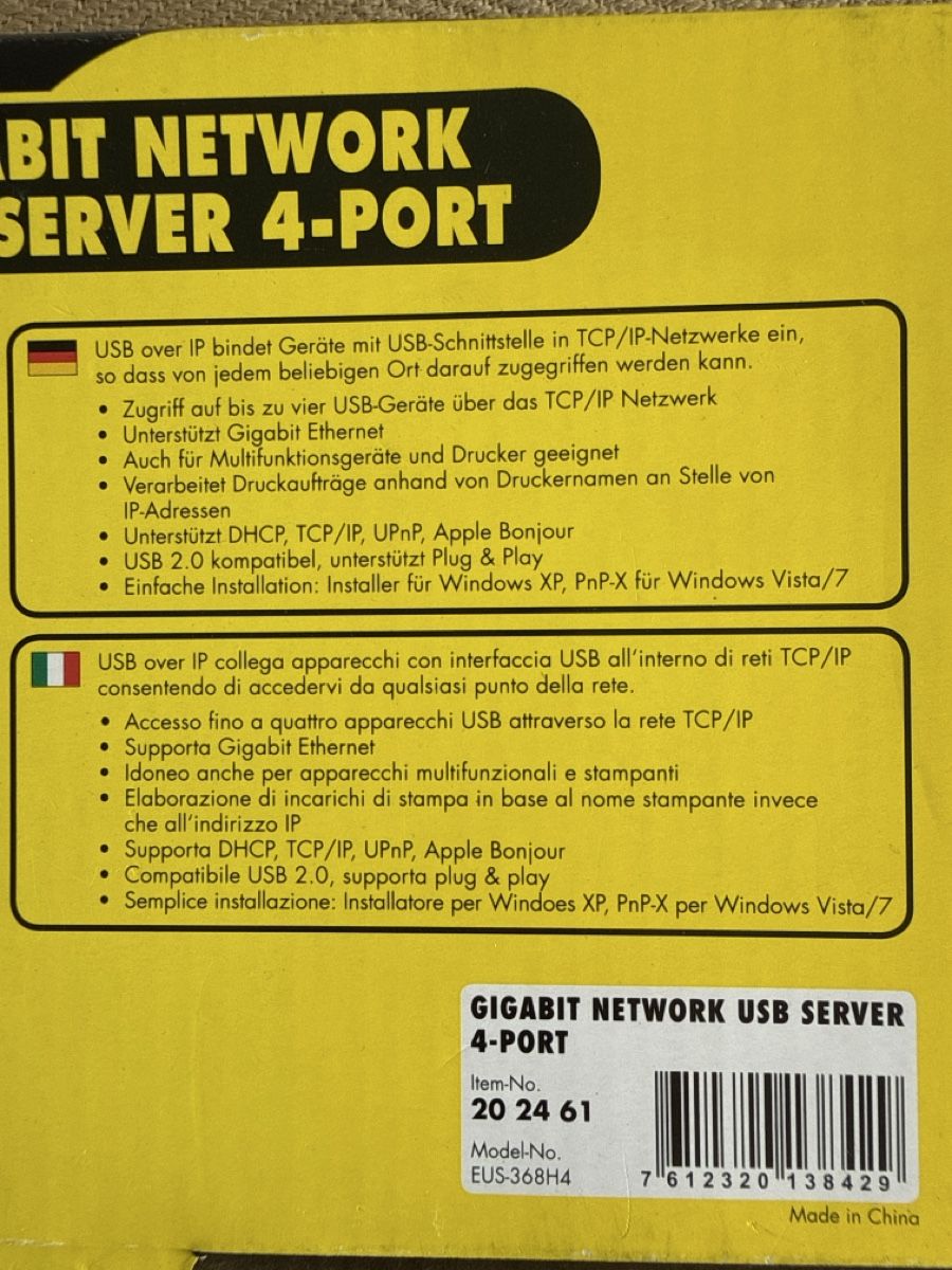 Hub & Switch: Maxxtro Gigabit USB Server 4-Port  – Usato da Konolfingen venduto da petzipetz 7