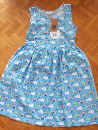 Robe enfant imprimé arc-en-ciel bleu taille 146 NEUF organic